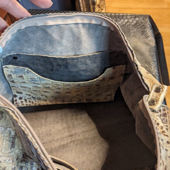 B. May Embossed Leather Satchel Collage Animal Pattern with Handles Bag - Picture 8 of 10